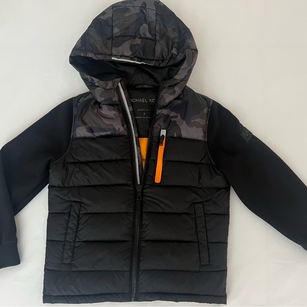 Michael Kors Kids Camo Puffer Jacket - Black and Gray
